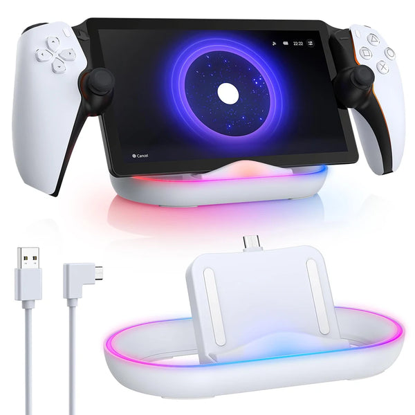 Charging Dock Station for Playstation Portal with RGB Light and USB C Charging Cable