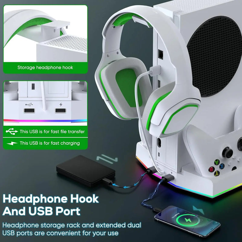 Cooling Fan Charging Stand for Xbox Series S with Controller Dock