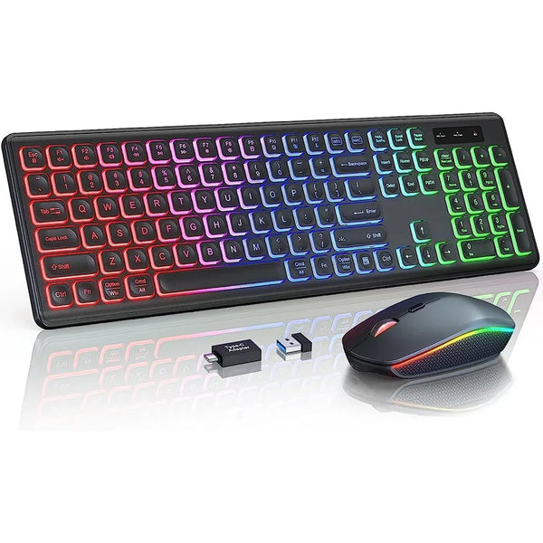 Wireless Keyboard Mouse Combo RGB Backlit Full-Size