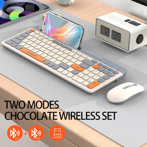 Wireless Charging Bluetooth Keyboard Mouse Combo - Thin Desktop