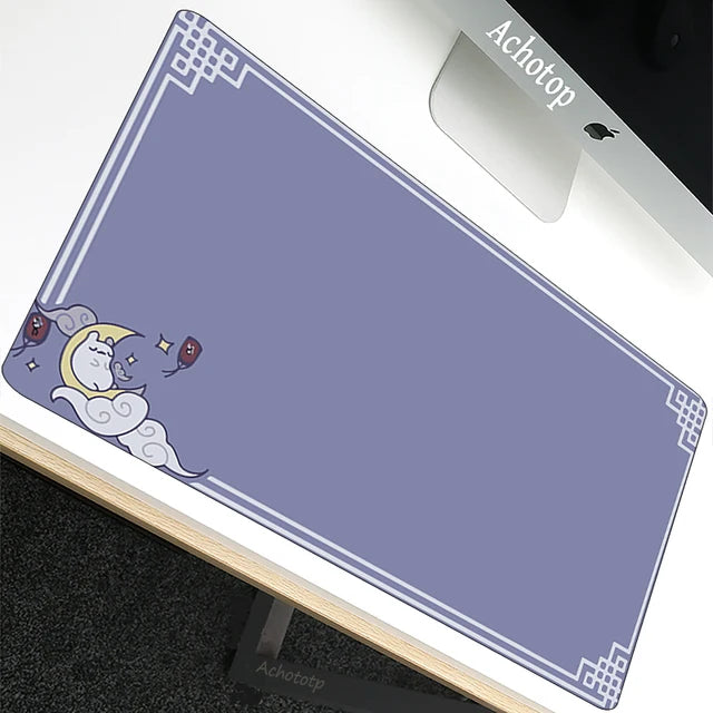 Kawaii Art Mouse Pad - Large Cool Grey Gaming Cartoon Desk Mat