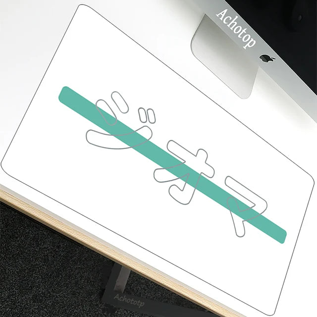 Kawaii Art Mouse Pad - Large Cool Grey Gaming Cartoon Desk Mat