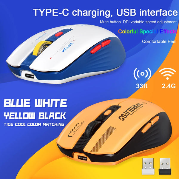 Ergonomic Rechargeable Gaming Mouse - Wireless RGB