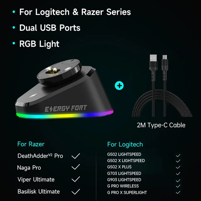 Wireless Mouse Charging Dock for Logitech