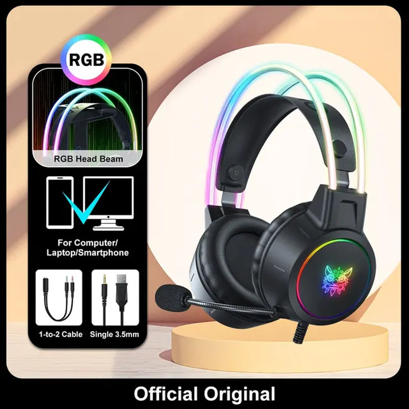 Over-Ear Headphones with RGB Lights & Mic